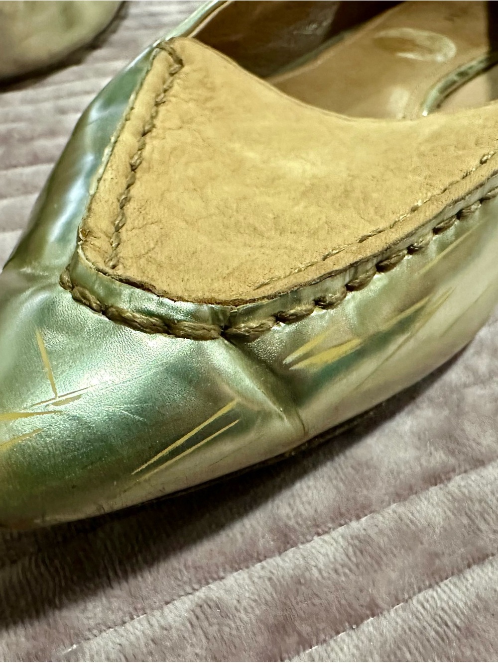 Coach Metallic Leather Flats Walsh Model Pointed Toe SZ 11 B Slip-On Loafer - Picture 9 of 10
